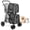 Grey, variant on Double Dog Stroller for 2 Dogs Cats Small Medium Sized, 4-Wheel Foldable Pet Stroller with Detachable Carrier Basins, Dual Cabin Travel Carriage for Car Seat Walking Jogging Camping, Heavy Duty Setup