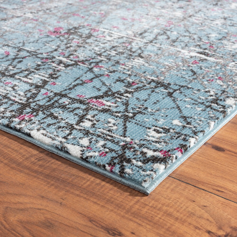 Ox Bay Pulse 7'6" x 9'6" Blue/Black Abstract Performance Indoor Area Rug