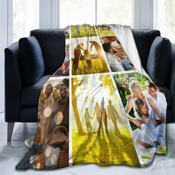 Custom Blanket with Photo Text Personalized Flannel Throw Blanket Customized Picture Blanket for Adult Kid Birthday Christmas Halloween Fathers Mothers Valentines Day Gift 40"X30"