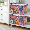 thumbnail image 2 of Yayeee Foldable Storage Basket for Shelves with Handles Waterproof Cloth Bins, Colorful Painted Flowers Pattern, 2 of 7