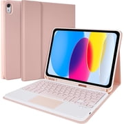 Touchpad Keyboard Case for iPad (A16) 11th Gen 2025 /10th Gen 2022, Folio Cover with Pencil Holder, Multi-Touch Trackpad, Wireless Magnetic Keyboard for iPad 11th 10th Generation, Pink