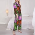 thumbnail image 3 of Fuzoiu Peacock butterfly Print Women's Long-Sleeved Pajama,Lounge Button Down Nightwear,Womens Notch Collar Pajama Set-X-Large, 3 of 7