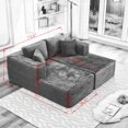 thumbnail image 4 of 73.6" Double Chaise Lounges Indoor, Oversized Sectional Sleeper Cloud Couch, Upholstered Corduroy Boneless Loveseat for Living Room, No Assembly Required, Beige, 4 of 8