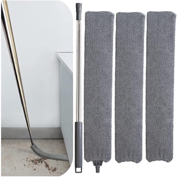 Retractable Gap Dust Cleaner with Extension Pole, 3 Microfiber Cloths & Extendable Handle Duster for Under Refrigerator, Furniture and Appliance Cleaning