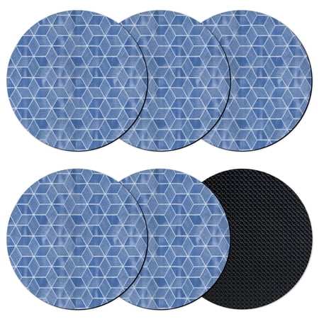 Blue Geometric Coasters Set of 6 Absorbent Coasters for Drinks Checkered Modern Abstract Art Coaster for Desk Coffee Table Protection Home Decor House Warming Gifts 4