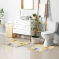 thumbnail image 7 of 2 Piece Soft Bathroom Rug Set Watercolor Yellow Flowers Bath Mat and U-Shaped Toilet Contour Rug (16"x24"+20"x24"), 7 of 7