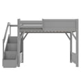 thumbnail image 4 of Luckynote Twin Loft Bed, Solid Wood Frame with Built-in Wardrobe, Storage Shelf, Stairs and Rails, Space-Saving Furniture, Gray, 4 of 6