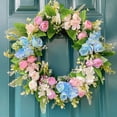 thumbnail image 2 of Door Wreath with Artificial Flowers Colorful Mini Rose Wreath Decorative Door Hanging Home Door Wall Decor Courtyard Garden Party Accent Plastic Flowers, 2 of 7