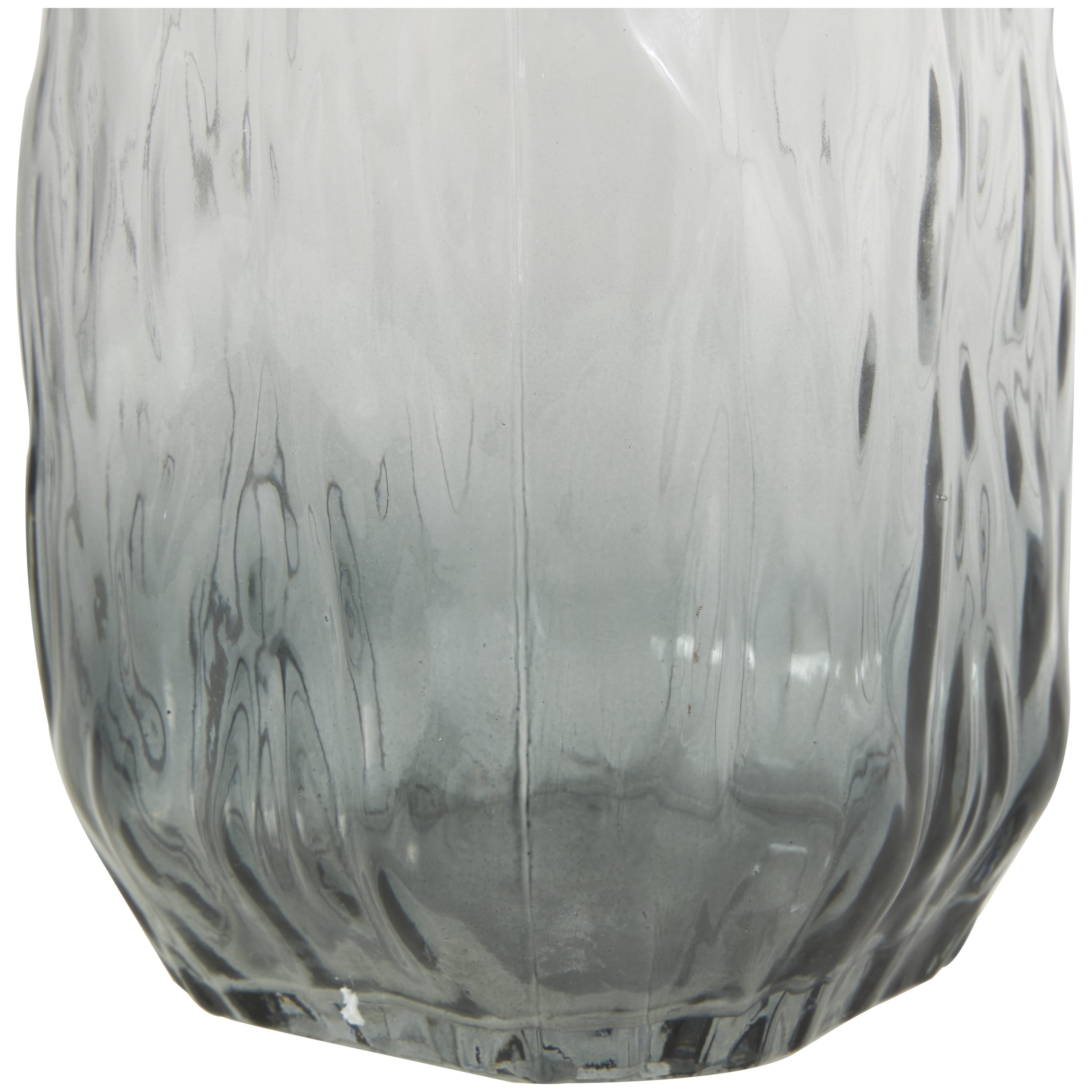 DecMode 11" Handmade Abstract Textured Rectangular Ombre Gray Glass Vase