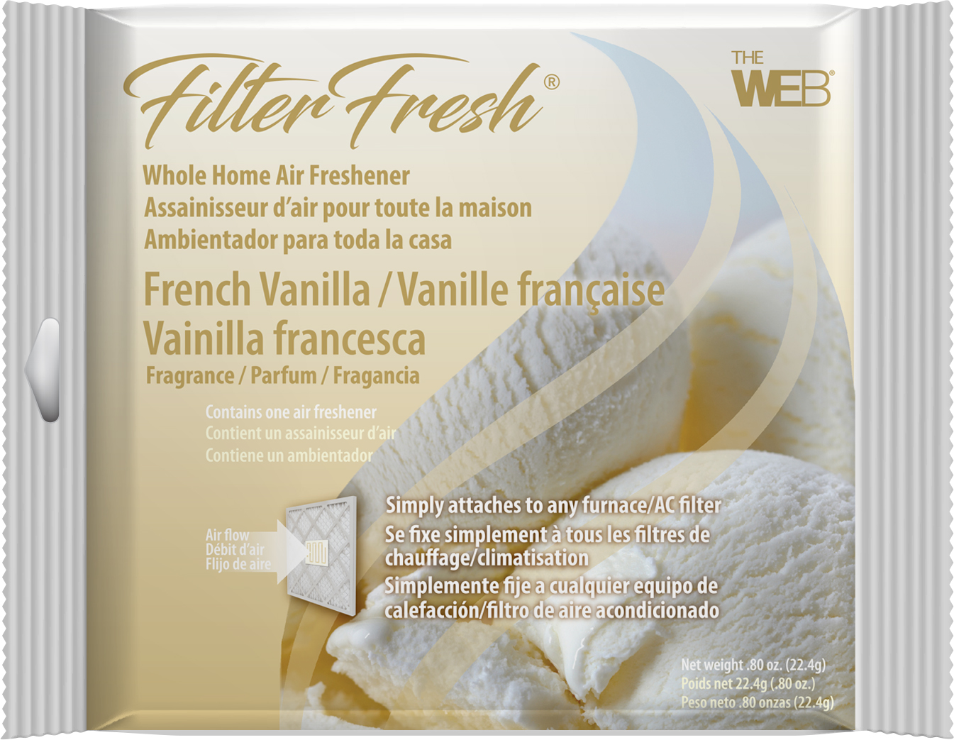 The WEB FilterFresh Whole Home Vanilla Air Freshener. Filter scent attaches to any HVAC air filter.