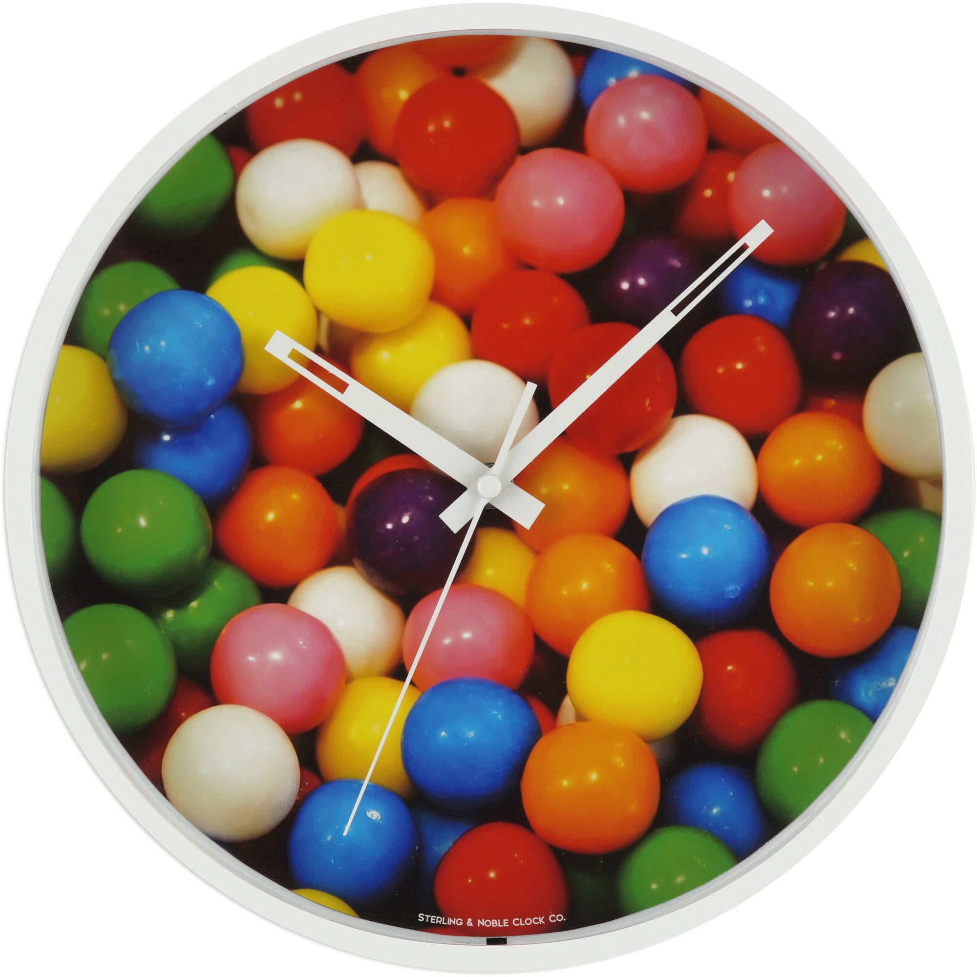 Mainstays 11 . 5 Round Realistic Multi Colored Gumball Analog Wall Clock with Quartz Movement
