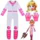 thumbnail image 1 of Super Mario Bros niños niñas princesa melocotón mono disfraz princesa Halloween fiesta Cosplay disfraz con guantes máscara conjunto, 1 of 5