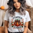 thumbnail image 2 of Pumpkin Season Graphic Tee | Fall Pumpkin Shirt with Bow Design | Unisex Casual T-Shirt, Natural, Size XL, 2 of 6