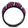 thumbnail image 4 of Womens Black Ring Anillo Para Mujer 316L Stainless Steel Ring with Top Grade Crystal in Fuchsia Antoinette, 4 of 4