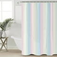 thumbnail image 5 of White Pink Shower Curtain, 60" x 72", and Light Blue Simple Line Colored Block Waterproof Bathroom Curtain Washable Shower Curtain Set with 12 Hooks, 5 of 6