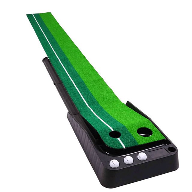 Green de Interior con Retorno Automático de Bola, Base de Madera Maciza Resistente a las Arrugas y Duradera, Superficie de Lujo
