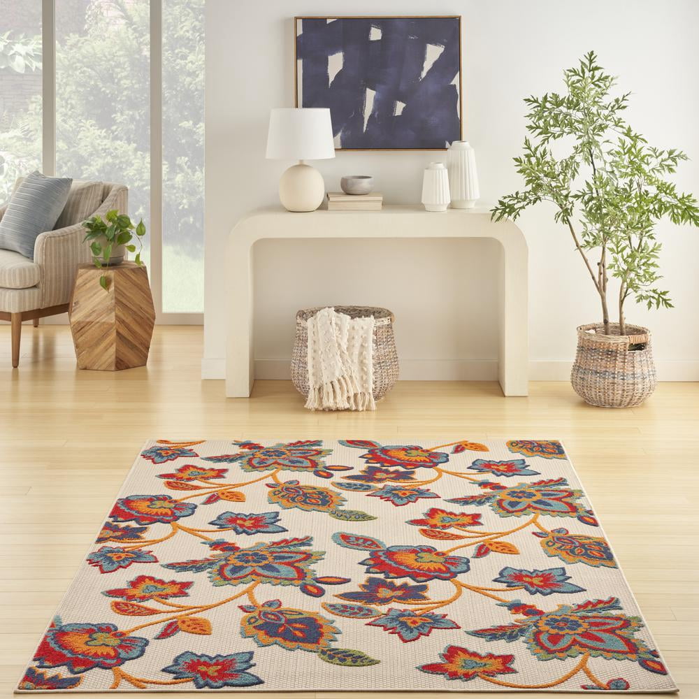 Nourison Aloha Indoor/Outdoor Multicolor 7'10" x 10'6" Area Rug, (8x11)