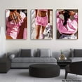 thumbnail image 4 of [2D Flat] 3pcs, 2D Unframed Canvas Painting, Decorative Painting, Black Girl Pink Print, 3 Sets of Luxurious And Fashionable Wall Art Posters, Fashionable Urban Female Decoration, Queen'S Nail Art A, 4 of 4