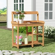 Yaheetech Wood Potting Bench with Sink - Natural Finish - Walmart.com