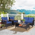 thumbnail image 3 of Gymax 4-Piece Patio Rattan Furniture Set w/ Cushioned Sofa and Coffee Table Navy, 3 of 10