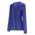 thumbnail image 4 of SNKSDGM Women's Plus Casual Easter Shirts for Women Plus Size Tops for Women 5Xl 6Xl Women V Neck Sequin Soild Color Long Sleeve Fold Navel Casual Blouse Tops Womens Tops Dressy Casual Sexy, 4 of 5