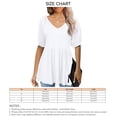 thumbnail image 5 of Blusa de manga corta con cuello en V para mujer, blusa de manga corta con volantes de Color puro a la moda para verano, color blanco S, 5 of 5