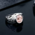 thumbnail image 4 of Gem Stone King Men's 925 Sterling Silver Oval Peach Simulated Morganite Ring (4.73 Cttw, Available in Size 7, 8, 9, 10, 11, 12, 13), 4 of 5
