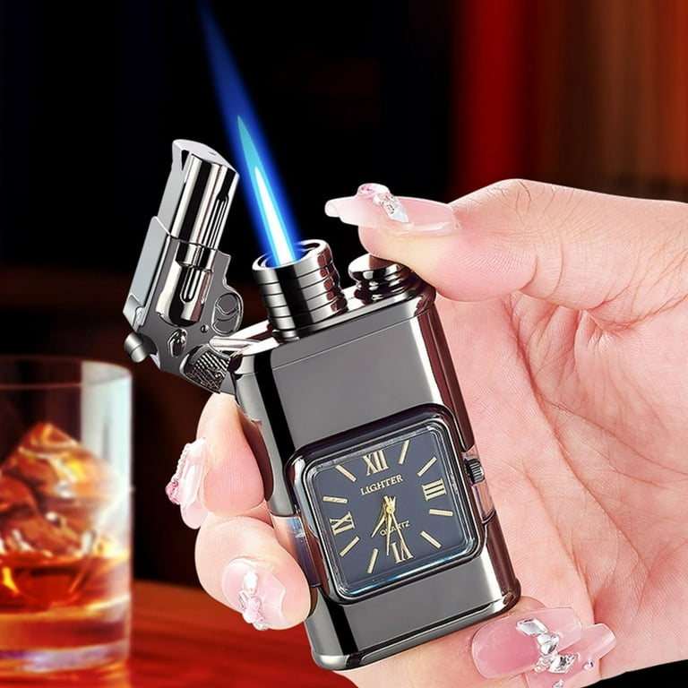 fancy cigarette lighters Electric Lighters Rechargeable Windproof Flameless Plasma Arc lighters with  Clock dial Luxury Vintage Fancy Cool lighters for Candle Gift for Man