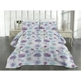thumbnail image 2 of Ambesonne Roses Quilted Coverlet 3 Pcs, Pastel Flowers and Leaves Art, King Size, Mauve and Pale Blue Grey, 2 of 4
