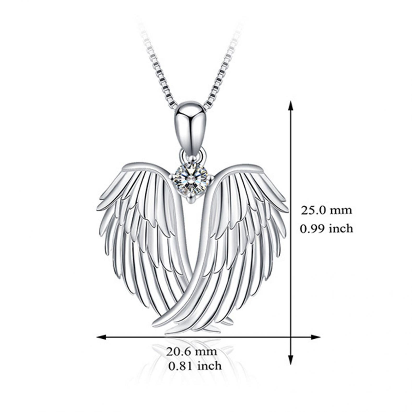 SDJMa Angel Wings Necklace 925 Sterling Silver Guardian Angel Wings Pendant Birthstone Necklace for Women Jewelry Gifts