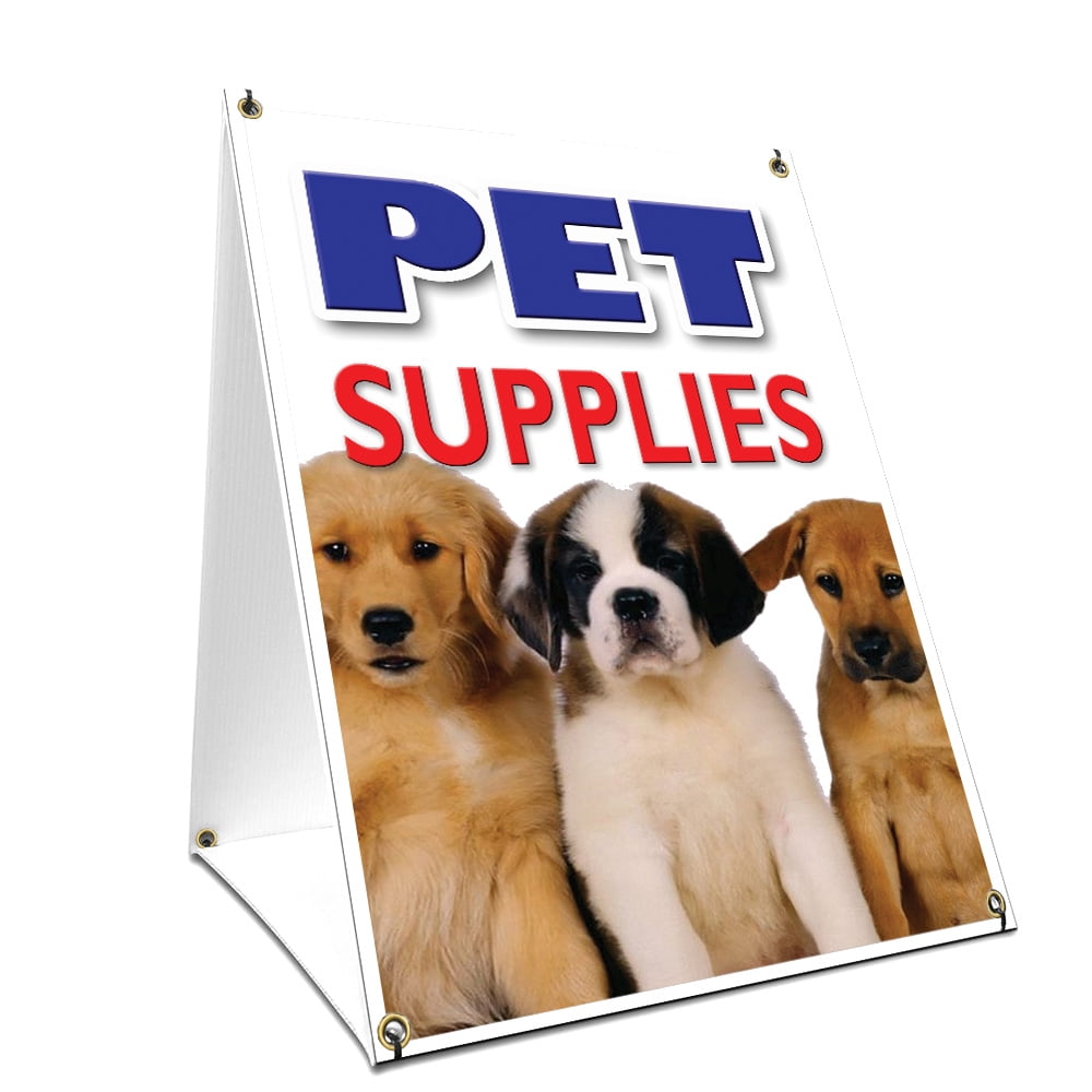 Aframe Sidewalk Pet Supplies Sign With Graphics On Each Side 18" X 24" Print Size