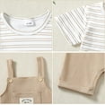 thumbnail image 5 of ZOEREA Toddler Baby Boys Clothes Summer Outfit Stripe T-Shirt and Shortall Romper Set Cute Jumpsuit Solid Color 6M-4T, 5 of 8