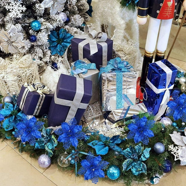 TIMIFIS Couronnes pour Porte d'Entrée Décorations de Noël Fleurs de Noël Décorer l'Arbre de Noël Couronnes de Noël Boîtes Cadeaux et Décorations Intérieures et Extérieures. Décorations de Noël -