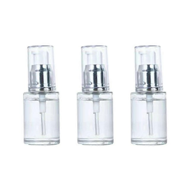 3Pcs Empty Pump Cosmetic Bottles Essential Oil Bottle Empty Bottles Portable Pump Bottle (Silver and White 30ml)