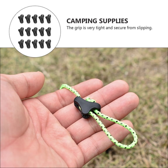 UPOUART 50Pcs Rope Adjuster Black For Tents Cord Adjustment Simple Design