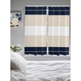 thumbnail image 3 of Bedroom Curtains 63 Inches length, Navy Beige Striped Window Treatment Curtain Drapes, Gradient Geometric Blue White Rod Pocket Curtain Panels for Living Room Kitchen, 42"x63", 2 Panels, 3 of 7