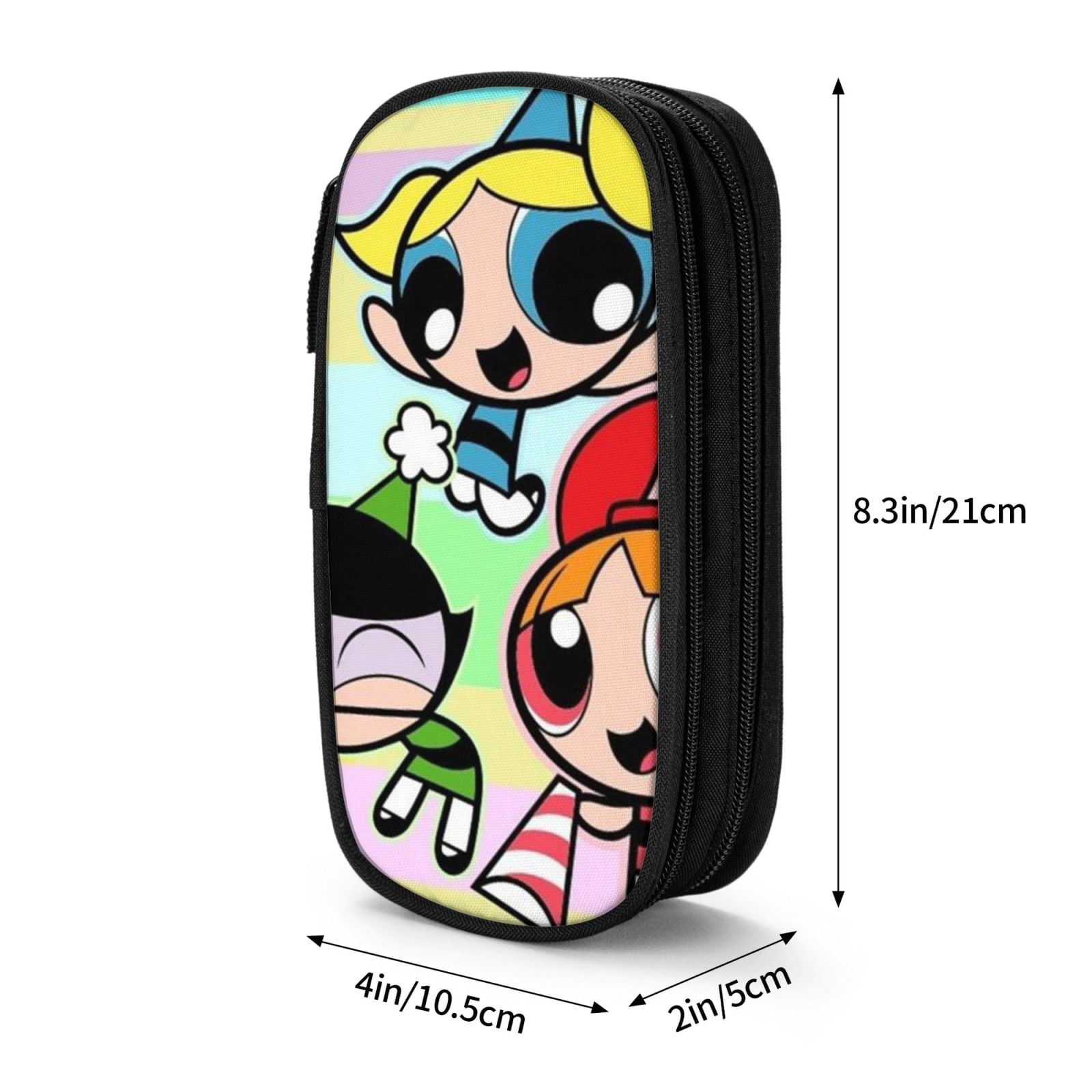 The Powerpuff Gi-rls Pencil Case Large Capacity Pencil Pouch Penbag Office Stationery Organizer Travel Makeup Bag Black
