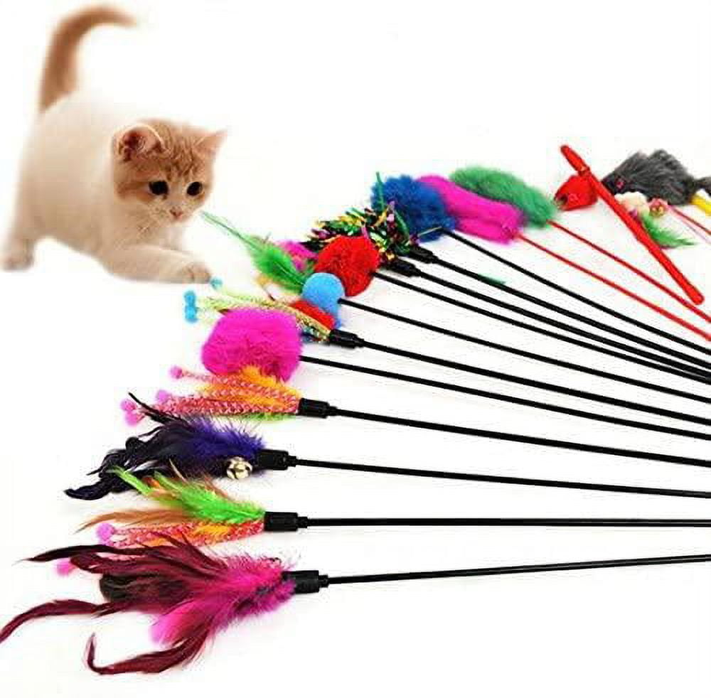 Yananmall Cat Toys Cat Hat Self-Play Toy Fish and Feather Teaser Toy  Interactive Cat Toy for Indoor Kitten Fishing Head Wearing Funny Cat  Stick（Pink : : Pet Supplies