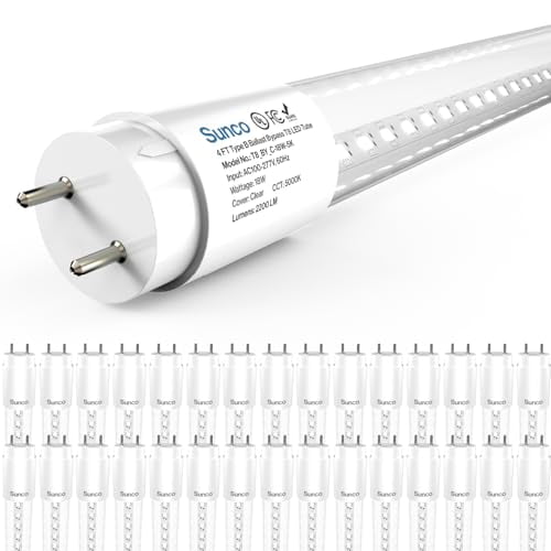 Sunco 30 Pack T8 LED Bulbs 4 Foot, Tube Light Bulbs Ballast Bypass, 48 Inch Fluorescent Replacement, 2200 LM, 18W, 5000K Daylight, Single Ended Power, Type B, Clear Lens UL