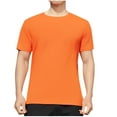 thumbnail image 2 of Zylanna Men's Casual Shirts Tee, Short Sleeve Athletic Elastic Solid Color Crew Neck Breathable Summer Tops for Man Orange Size 4XL, 2 of 6