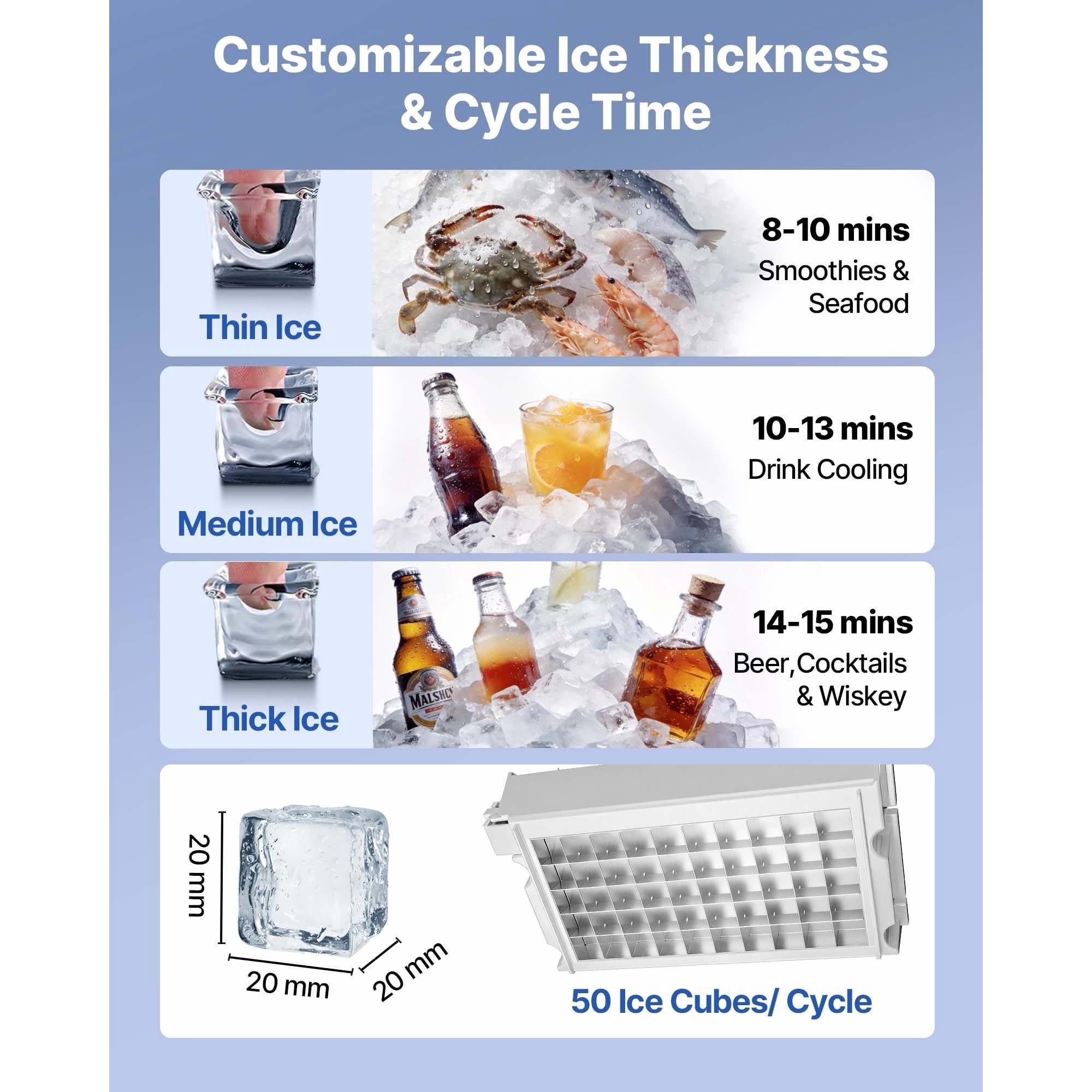 Commercial Ice Maker, 130 lbs/24H, 30 lbs Storage, Under Counter Freestanding Stainless Steel Ice Maker with LED Display & Self-Cleaning