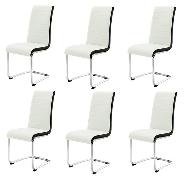 Surmoby Modern Upholstered Kitchen Chairs,Set of 6 Faux Leather Dining