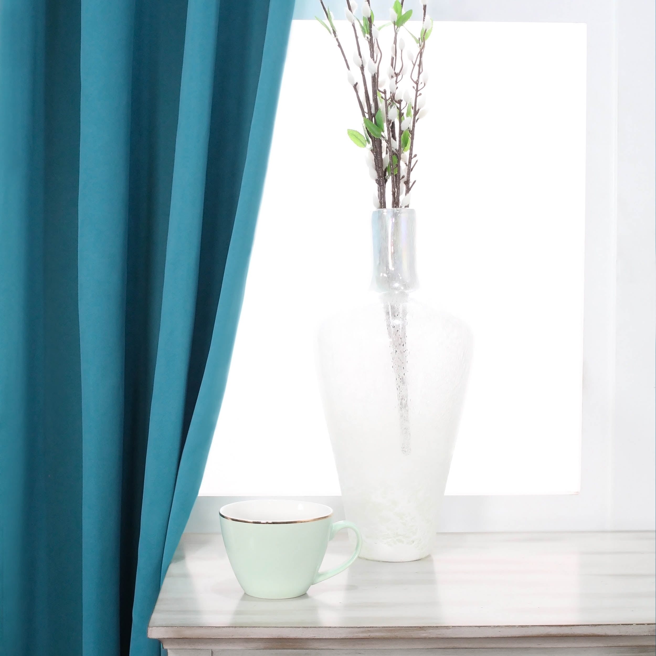 Blackout Solid Curtain Panels, Set of 2, 52" x 108", Aqua