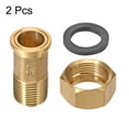 thumbnail image 3 of Conector de tubería de latón, nipple hexagonal, conector roscado macho G1/2 x hembra G3/4 para acoplamiento de medidor de agua 2 piezas, 3 of 3