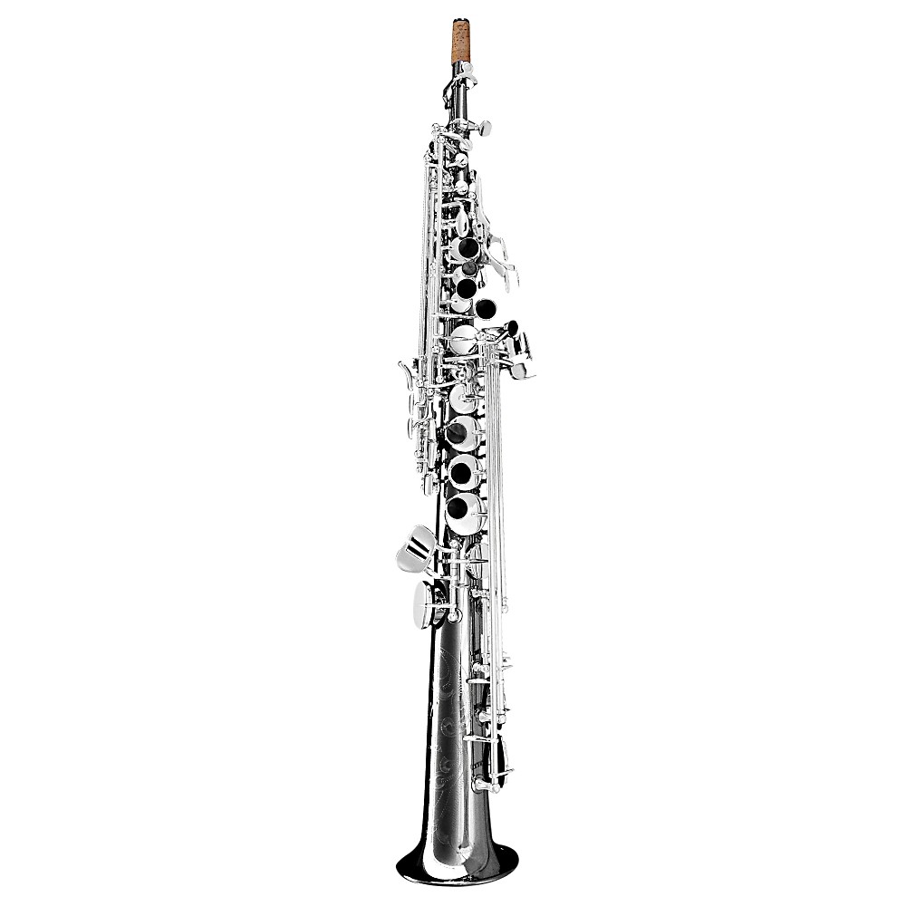 Oleg Maestro Straight Soprano Saxophone Black Nickel with Silver Keys