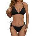 thumbnail image 2 of Women's Two Piece Bikini Set Sexy Bathing Suit Swimwear for Beach Hot Spring Summer and Spring Vacation,Black,L, 2 of 6
