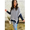 thumbnail image 3 of Women's Oversized Blue Stripe Color Block Dolman Tunic Sweater - [ZhiHiMeRi] | L, 3 of 11