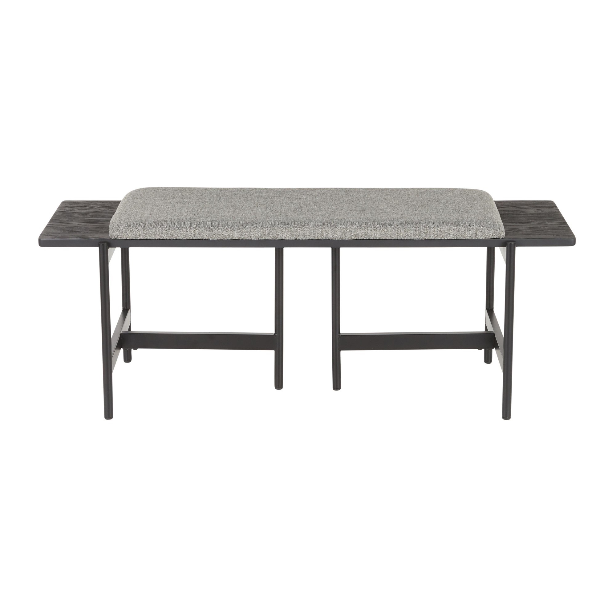 Chloe Contemporary Bench in Black Metal and Grey Fabric with Black Wood Accents by LumiSource - image 5 of 6