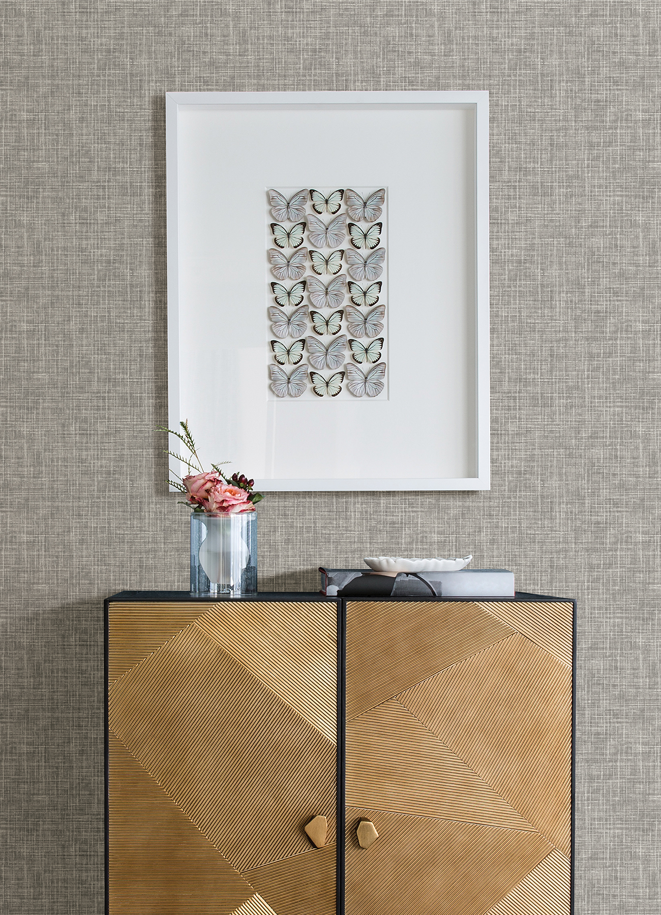 Advantage Emerson Grey Linen Wallpaper