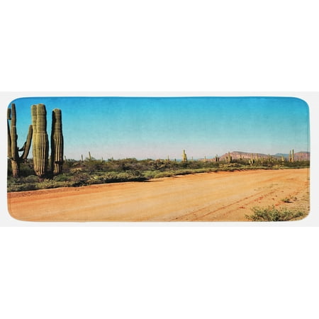 

Saguaro Kitchen Mat Earth Path with Giant Cactus Plants to the South American Desert Cactus Picture Plush Decorative Kitchen Mat with Non Slip Backing 47 X 19 Multicolor by Ambesonne
